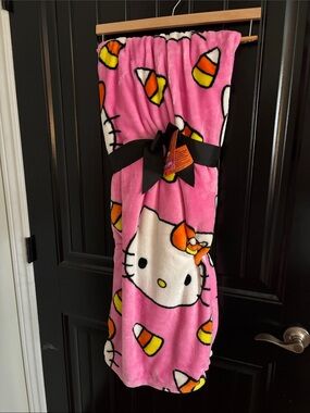 Hello Kitty Pink Candy Corn Plush Throw Blanket
